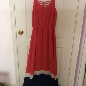 Summer Dress orange/blue/tan.